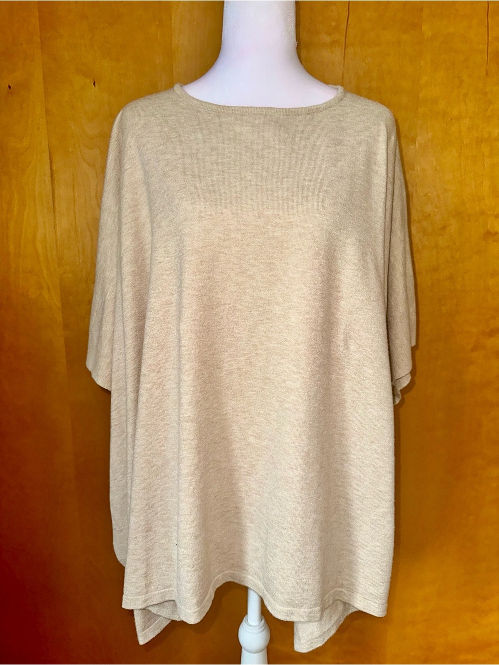 Puli Neutral Beige Relaxed Knit Poncho